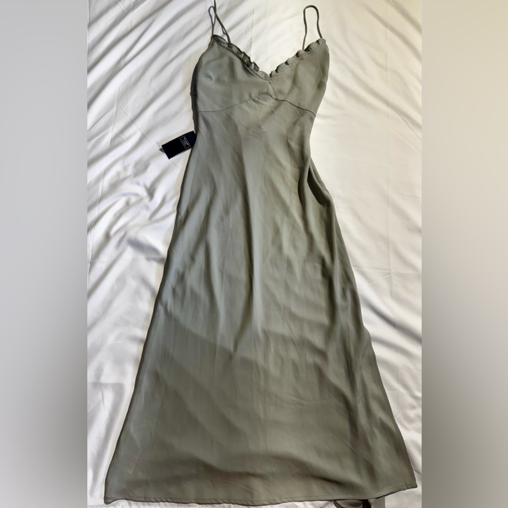NWT Abercrombie & Fitch green slit midi wedding guest Dress